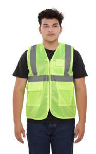 90 gsm RG 3 Pocket+Flap Green Fabric Jacket Zip
